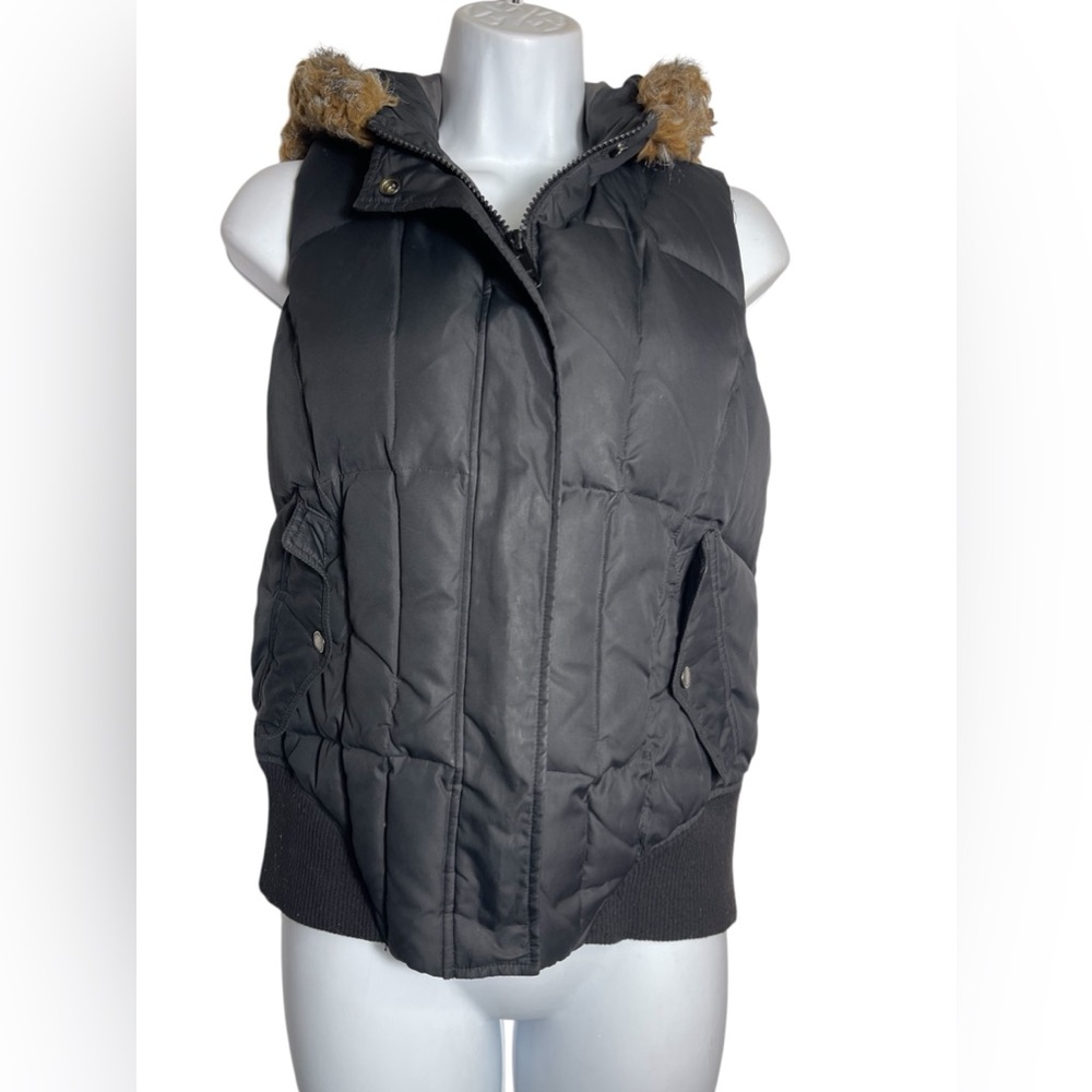 Calvin Klein Vest ladies size small black hooded puffer vest BEAUTIFUL 🖤